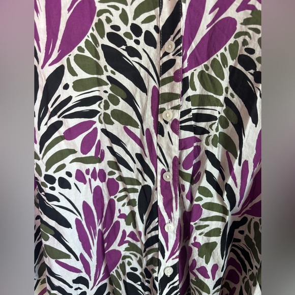 Chico’s Ruched Sleeve Tropical Floral Blouse in African Violet 2.5 14 - Picture 5 of 10